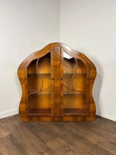 Art deco walnut glazed display - deco,