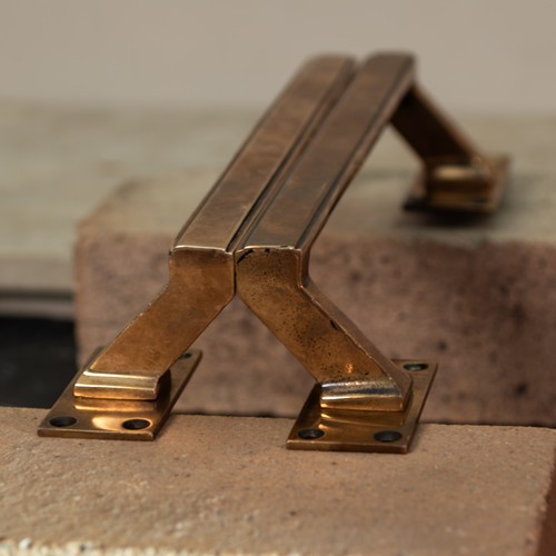 Art deco brass door pulls - pulls, /